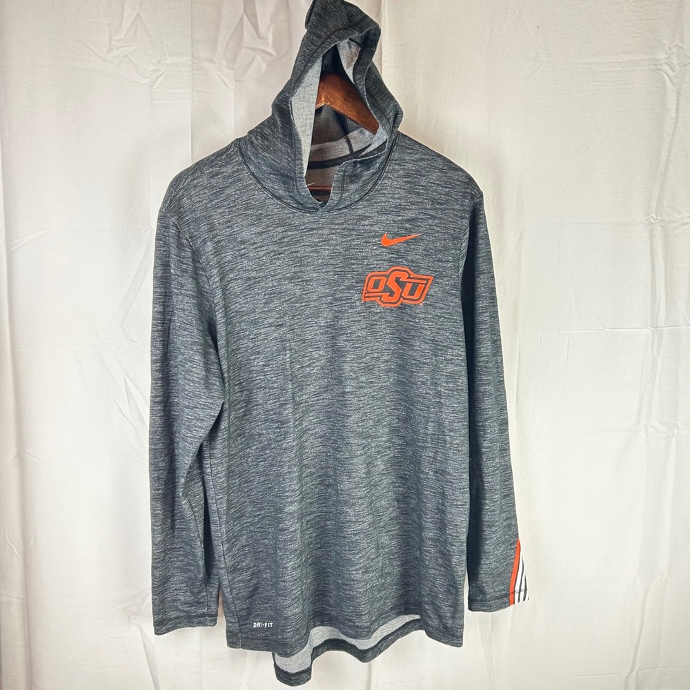 Oklahoma State Cowboys Nike‎ Dri Fit Lightweight Hoodie Pullover Gray OSU Logo M